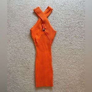 Orange Ribbed Dress